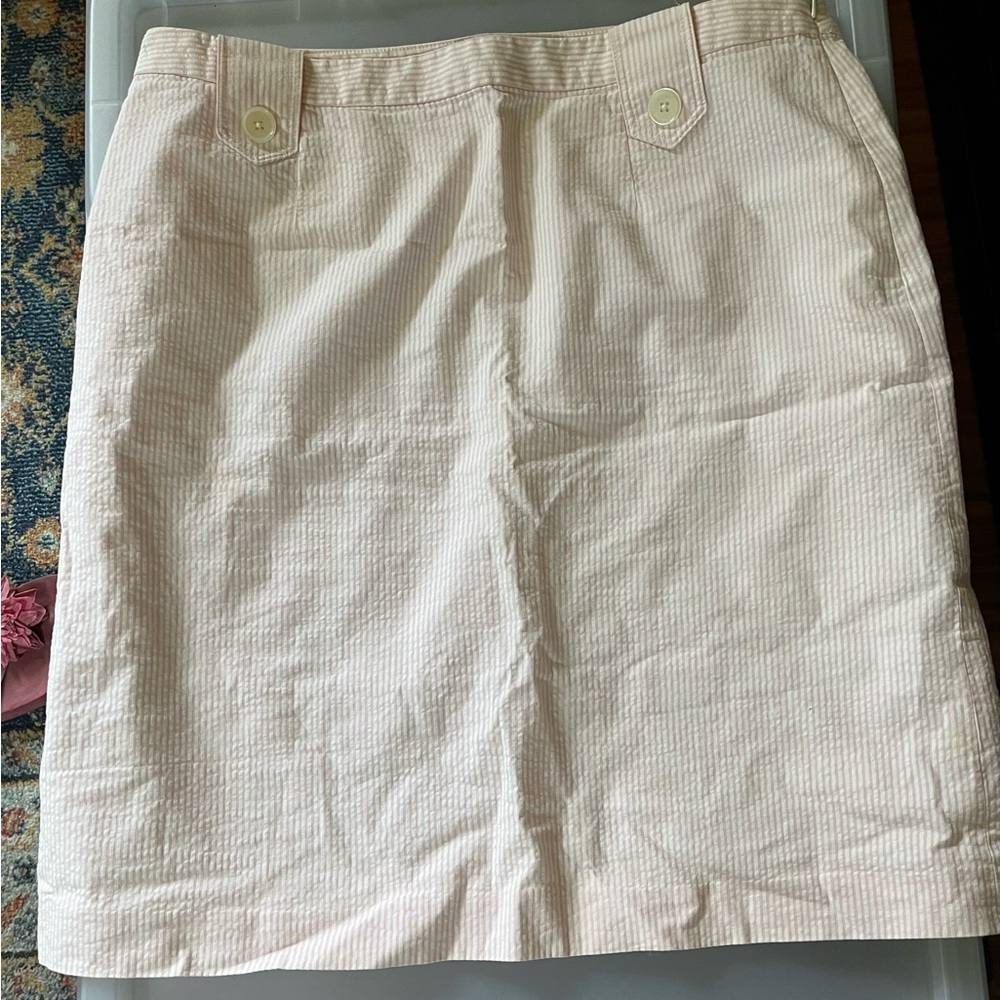 Brooks brothers seersucker skirt, pink pinstripe